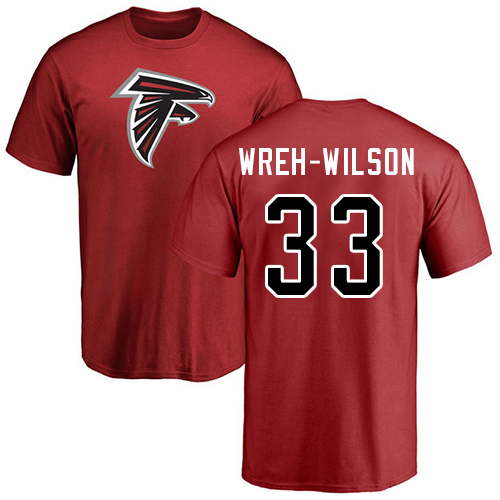 Atlanta Falcons Men Red Blidi Wreh-Wilson Name And Number Logo NFL Football #33 T Shirt